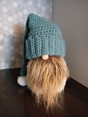 Handmade Crochet Gnome with Knit Hat